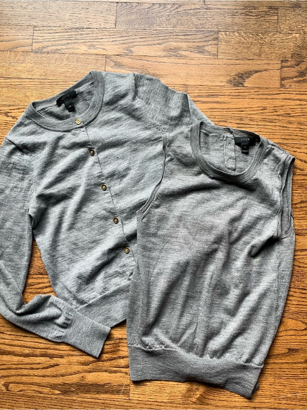 J. Crew Jackie Cardigan Shell Set Merino Wool Grey XS fits XXS READ
